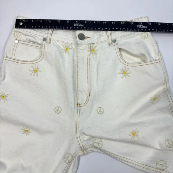 Designer Sandro High Rise Wide Leg Jeans Womens Size 24 White Denim - Picture 5 of 8